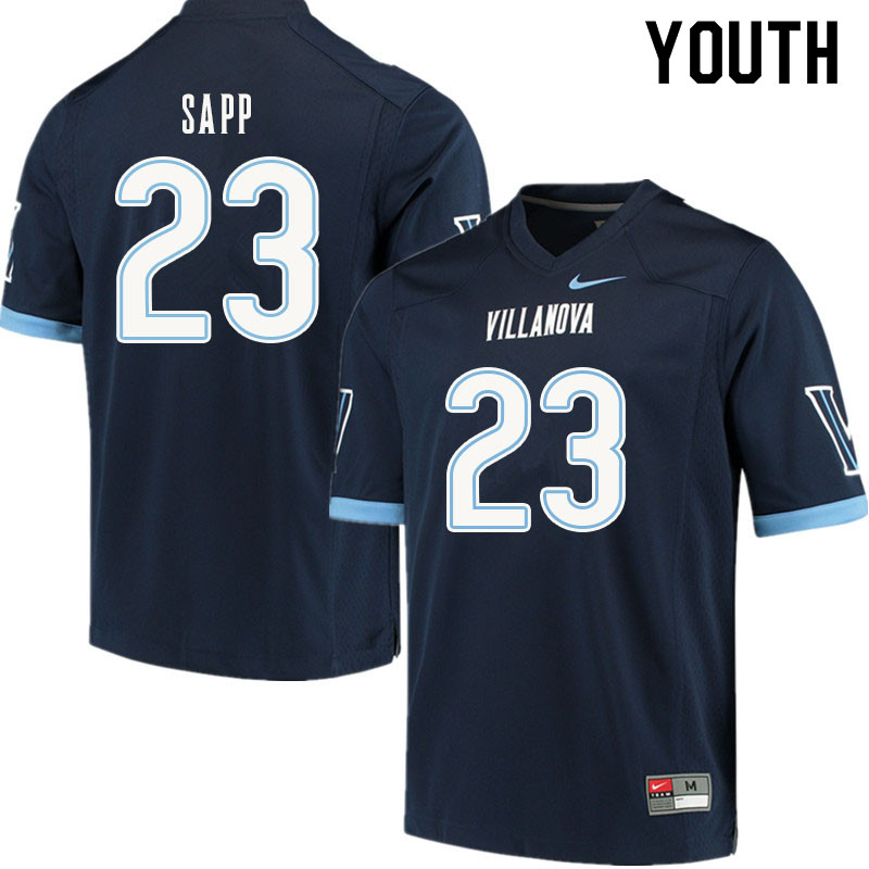 Youth #23 Christian Sapp Villanova Wildcats College Football Jerseys Sale-Navy - Click Image to Close